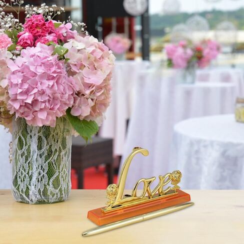 Vaguelly 1 Set Guest Book Pen: Decorative Love Rose Wedding Signing Pen Set - Guestbook Table Decoration - Bridal Shower Favors For Reception Desk Use in Saudi Arabia