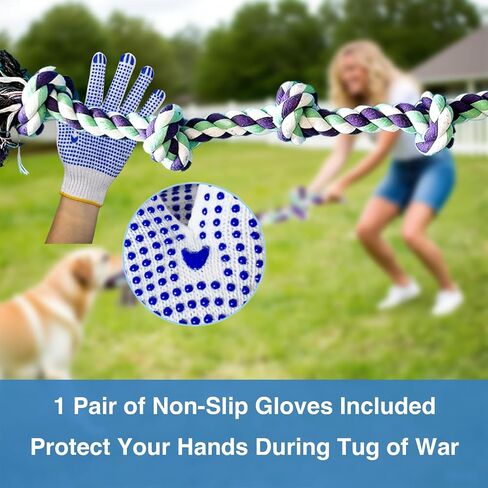 Tug of War Rope Toy للكلاب الكبيرة - 42 بوصة 6 KNOT XL لعبة شديدة التحمل ، لعبة شد القطن الصعبة غير القابلة للتدمير للمضغات العدوانية العملاقة الكبيرة ، وتنظيف/تدريب/تمارين. in Kuwait