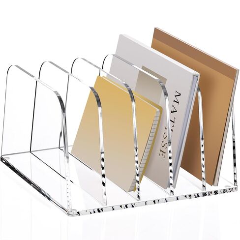 منظم ملف مكتب Yuxun ، 5 مقاطع رأسية Clear Acrylic Desk Organizer File Holder Sarter Office Office for Office Home & Classroom （B5） in Kuwait