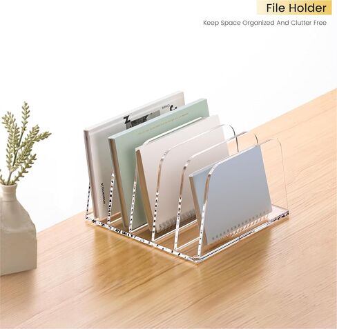منظم ملف مكتب Yuxun ، 5 مقاطع رأسية Clear Acrylic Desk Organizer File Holder Sarter Office Office for Office Home & Classroom （B5） in Kuwait