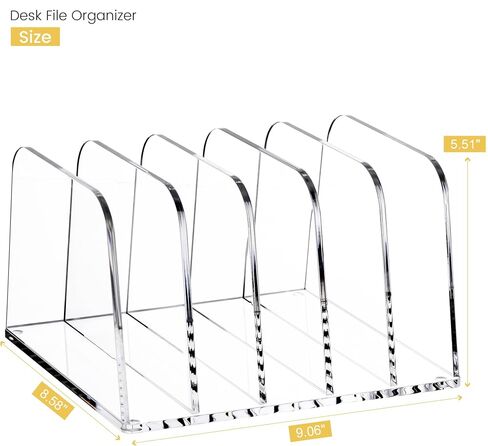 منظم ملف مكتب Yuxun ، 5 مقاطع رأسية Clear Acrylic Desk Organizer File Holder Sarter Office Office for Office Home & Classroom （B5） in Kuwait