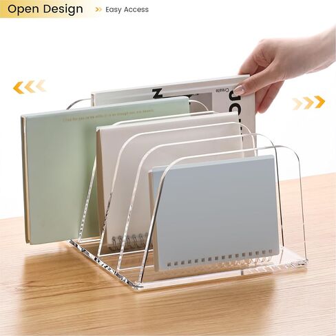 منظم ملف مكتب Yuxun ، 5 مقاطع رأسية Clear Acrylic Desk Organizer File Holder Sarter Office Office for Office Home & Classroom （B5） in Kuwait