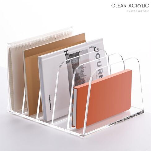 منظم ملف مكتب Yuxun ، 5 مقاطع رأسية Clear Acrylic Desk Organizer File Holder Sarter Office Office for Office Home & Classroom （B5） in Kuwait