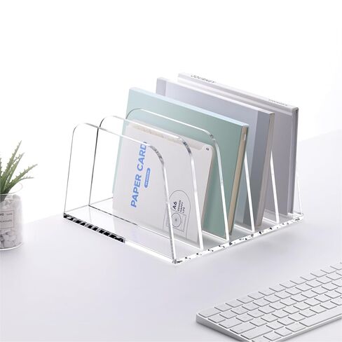 منظم ملف مكتب Yuxun ، 5 مقاطع رأسية Clear Acrylic Desk Organizer File Holder Sarter Office Office for Office Home & Classroom （B5） in Kuwait