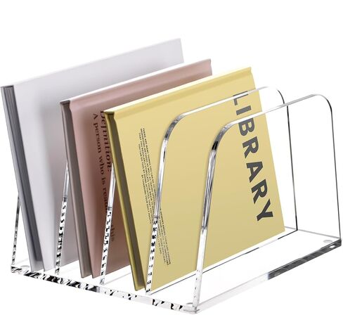منظم ملف مكتب Yuxun ، 5 مقاطع رأسية Clear Acrylic Desk Organizer File Holder Sarter Office Office for Office Home & Classroom （B5） in Kuwait