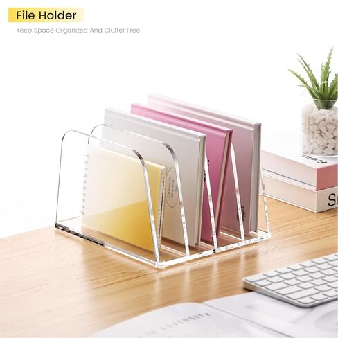 منظم ملف مكتب Yuxun ، 5 مقاطع رأسية Clear Acrylic Desk Organizer File Holder Sarter Office Office for Office Home & Classroom （B5） in Kuwait