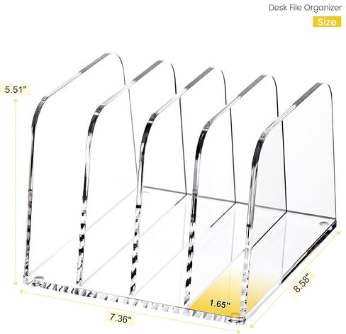منظم ملف مكتب Yuxun ، 5 مقاطع رأسية Clear Acrylic Desk Organizer File Holder Sarter Office Office for Office Home & Classroom （B5） in Kuwait