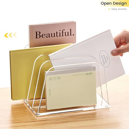منظم ملف مكتب Yuxun ، 5 مقاطع رأسية Clear Acrylic Desk Organizer File Holder Sarter Office Office for Office Home & Classroom （B5） in Kuwait