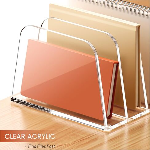 منظم ملف مكتب Yuxun ، 5 مقاطع رأسية Clear Acrylic Desk Organizer File Holder Sarter Office Office for Office Home & Classroom （B5） in Kuwait