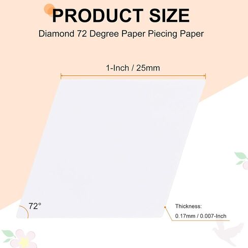HARFINGTON 300 Count Diamond Paper Piecing Paper for Quilting, 2-Inch 72 Degree Rhombus English Paper Piecing Template, Foundation Paper Pieces Patchwork Supplies for Sewing DIY Craft in Saudi Arabia