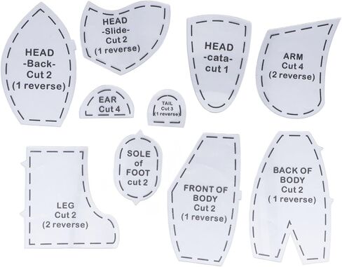 Memory Bear Template Ruler Set, 10Pcs Reusable Bear Sewing Patterns DIY Acrylic Quilting Template Tools for Beginners Home Sewing Art Craft (M 12inch) in Saudi Arabia