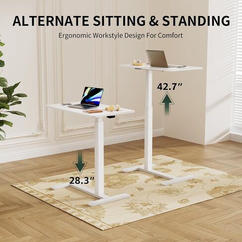 Overbed Bedside Table with Wheels,Rolling Teacher Standing Desk Height Adjustable,Pneumatic Mobile Laptop Table for Home Office,Classroom,Black in Kuwait