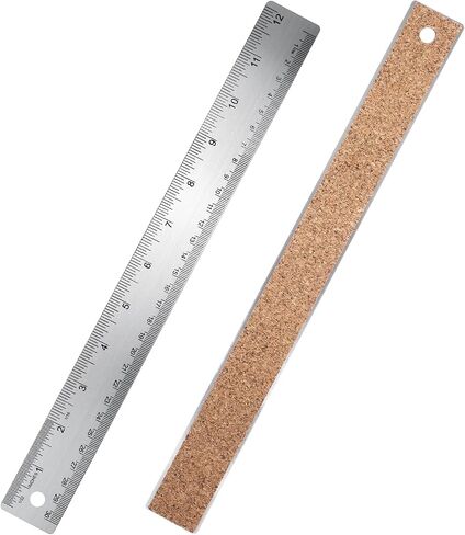 12 Inch Ruler Machinist Metal Ruler with Cork Backing - Non Slip Straight Edge Rulers with Inch & Centimeter Measurements for School Office Engineering in Saudi Arabia