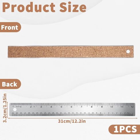 12 Inch Ruler Machinist Metal Ruler with Cork Backing - Non Slip Straight Edge Rulers with Inch & Centimeter Measurements for School Office Engineering in Saudi Arabia