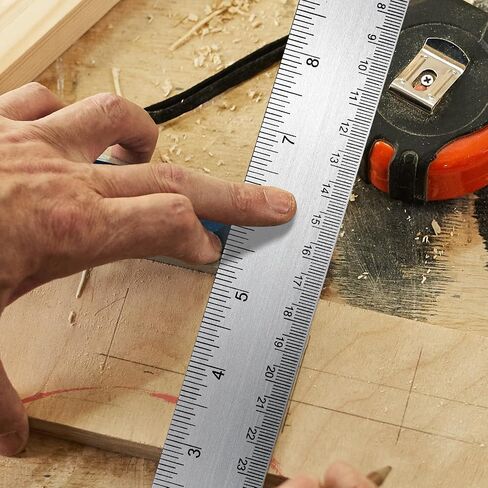 12 Inch Ruler Machinist Metal Ruler with Cork Backing - Non Slip Straight Edge Rulers with Inch & Centimeter Measurements for School Office Engineering in Saudi Arabia