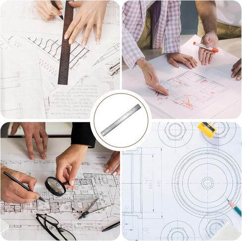 12 Inch Ruler Machinist Metal Ruler with Cork Backing - Non Slip Straight Edge Rulers with Inch & Centimeter Measurements for School Office Engineering in Saudi Arabia