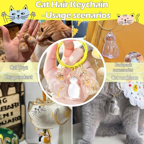 3 PCS Cat Hair Keychain ، 2025 New Cats fur keykain keykain ، Home Pets Memorial Gifts ، Cats fur kefsake capsake ، هدية تذكارية فريدة من نوعها لمحبي القطط (كذب القط) in Kuwait