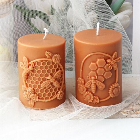 Grainrain Artcraft Bee Cylinder Silicone Candle Soap Mold Honeycomb Flower Hive Beeswax Making Morning (SXY332) in Saudi Arabia