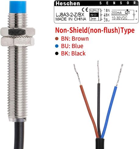 Heschen M8 Inductive Proximity Sensor Switch Non-Shield Type LJ8A3-2-Z/AX Detector 2mm 10-30VDC 200mA NPN Normally Closed(NC) 3 Wire in Saudi Arabia