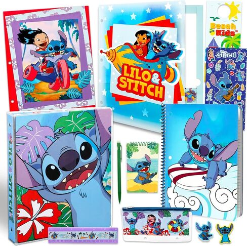 مجلدات غرزة للمدرسة - تشمل حزمة Binder Disney Binder ، 2 مجلدات محفظة ، دفتر ملاحظات ، أقلام الرصاص ، محو ، حاكم ، المزيد | مجموعة اللوازم المدرسية ليلو وغرزة in Saudi Arabia