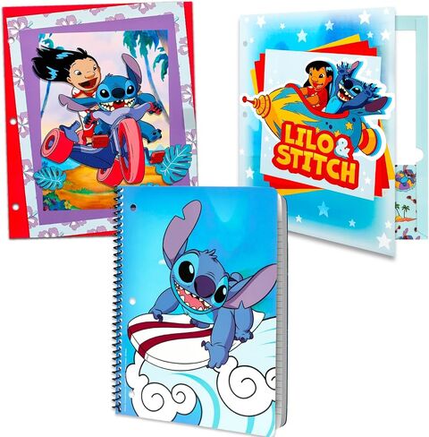 مجلدات غرزة للمدرسة - تشمل حزمة Binder Disney Binder ، 2 مجلدات محفظة ، دفتر ملاحظات ، أقلام الرصاص ، محو ، حاكم ، المزيد | مجموعة اللوازم المدرسية ليلو وغرزة in Saudi Arabia