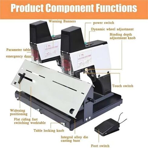 Stapler & Binder التلقائي للسرد الكهربائي ، غرزة مسطحة A3 ، آلة ربط الكتب 9 سرعات ، حماية المربى ، ما يصل إلى 40 ورقة (مزدوجة) - مثالية لتجميع الوثائق الفعالة in Kuwait