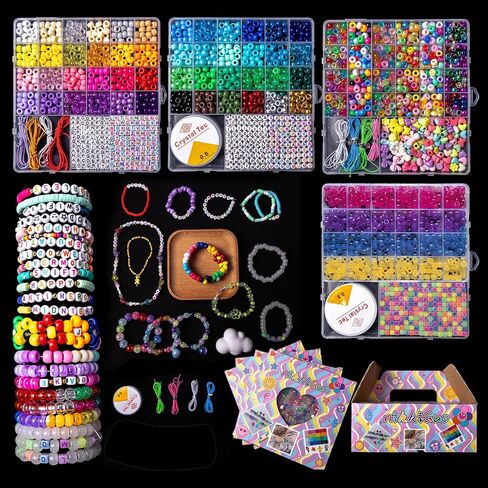 2500 PCS Pony Beads Jewelry Making Kit – 96 Colors, UV Color Changing & Glow Alphabet Beads, Heart Bow Crystal String, Tools, Gift Box for DIY Bracelets, Necklaces in Saudi Arabia
