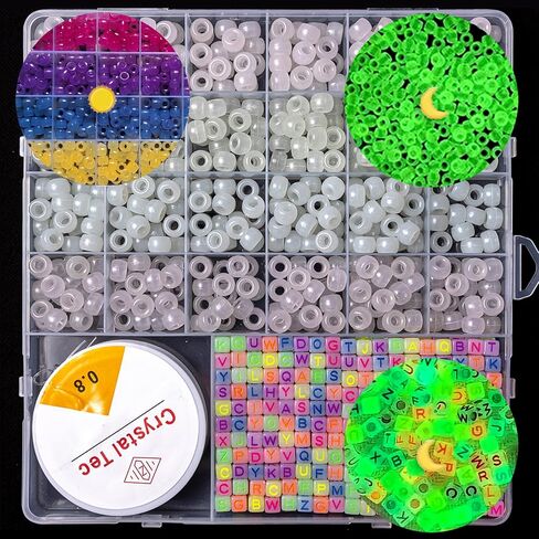 2500 PCS Pony Beads Jewelry Making Kit – 96 Colors, UV Color Changing & Glow Alphabet Beads, Heart Bow Crystal String, Tools, Gift Box for DIY Bracelets, Necklaces in Saudi Arabia