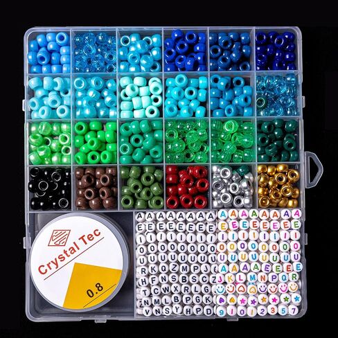 2500 PCS Pony Beads Jewelry Making Kit – 96 Colors, UV Color Changing & Glow Alphabet Beads, Heart Bow Crystal String, Tools, Gift Box for DIY Bracelets, Necklaces in Saudi Arabia