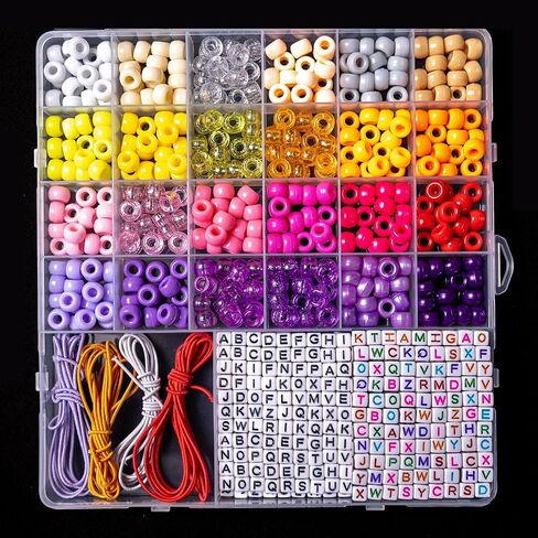 2500 PCS Pony Beads Jewelry Making Kit – 96 Colors, UV Color Changing & Glow Alphabet Beads, Heart Bow Crystal String, Tools, Gift Box for DIY Bracelets, Necklaces in Saudi Arabia