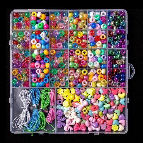 2500 PCS Pony Beads Jewelry Making Kit – 96 Colors, UV Color Changing & Glow Alphabet Beads, Heart Bow Crystal String, Tools, Gift Box for DIY Bracelets, Necklaces in Saudi Arabia