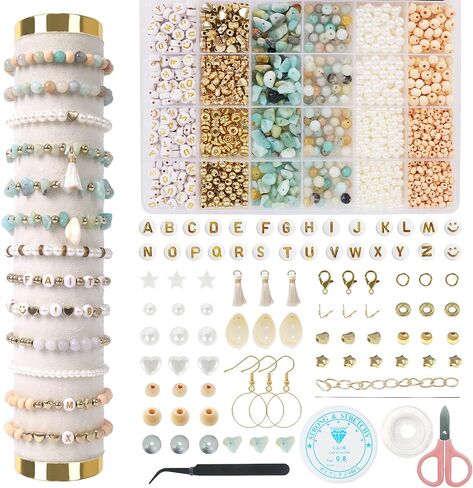 TOIPINIO Bracelet Making Kit Jewelry Making Supplies Kit Natural Stone Beads for Irregular Natural Stone with for DIY Craft Friendship Bracelet/Necklace/Earrings for Adults (Amazonite) in Saudi Arabia