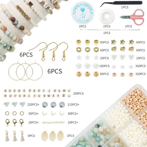 TOIPINIO Bracelet Making Kit Jewelry Making Supplies Kit Natural Stone Beads for Irregular Natural Stone with for DIY Craft Friendship Bracelet/Necklace/Earrings for Adults (Amazonite) in Saudi Arabia