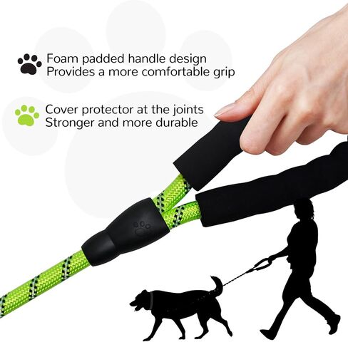 YALAVA Dog Leash 6 FT with Comfortable Black Padded Handle,1/2in Heavy Duty Highly Reflective Rope & 360° Swivel Hook for Walking, Running, Training, Blue in Kuwait