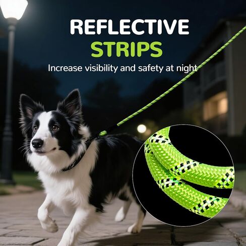 YALAVA Dog Leash 6 FT with Comfortable Black Padded Handle,1/2in Heavy Duty Highly Reflective Rope & 360° Swivel Hook for Walking, Running, Training, Blue in Kuwait