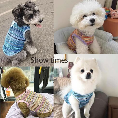2 Pack Summer Small Dog T-Shirts with Leash Ring Breathable Girl Puppy Clothes Cooling Boy Cats Outfits Sleeveless Dog Tee Shirt Lightweight Pet Vest Shirt (Pink+Bue Hollow Out, Large) in Kuwait
