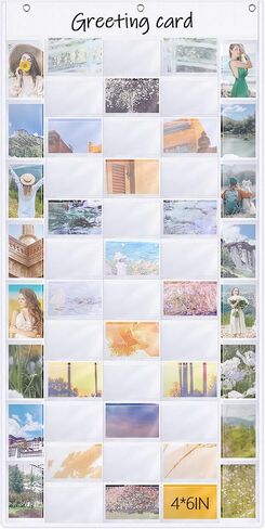 52 Pocket Greeting Card Postcard Display Storage Stand Portable Oxford Fabric Cards Display Stand for Vendors Multi Pictures Organizer Brochure Photos Oxford Fabric Wall Card Hanging Holder in Saudi Arabia