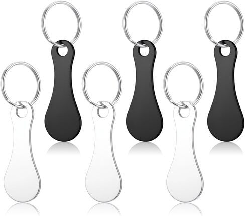 6 PCS Quarter keychain metal staring cart trolley trolley trokens portable disassembly trolley key ring supermarket supermarket keyyrings keyyrings for grocery Shopping Cart و Silver & Black in Kuwait