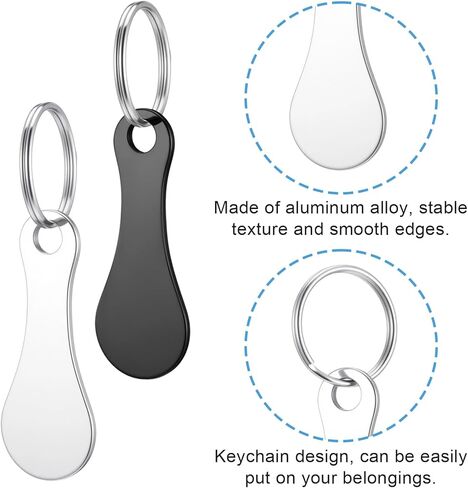 6 PCS Quarter keychain metal staring cart trolley trolley trokens portable disassembly trolley key ring supermarket supermarket keyyrings keyyrings for grocery Shopping Cart و Silver & Black in Kuwait