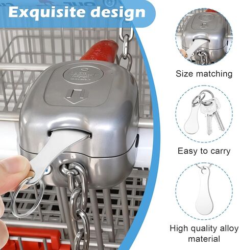6 PCS Quarter keychain metal staring cart trolley trolley trokens portable disassembly trolley key ring supermarket supermarket keyyrings keyyrings for grocery Shopping Cart و Silver & Black in Kuwait
