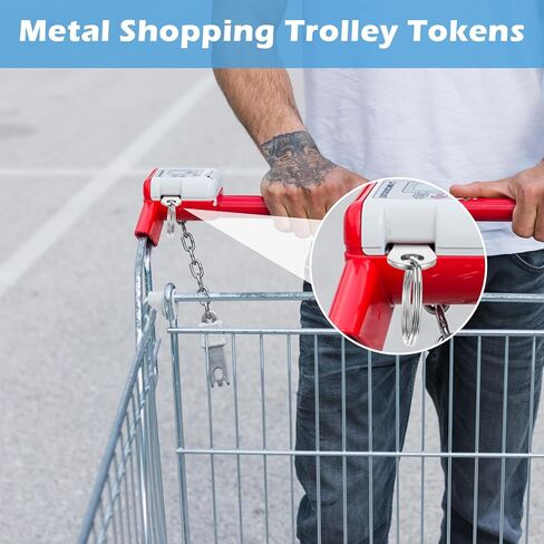 6 PCS Quarter keychain metal staring cart trolley trolley trokens portable disassembly trolley key ring supermarket supermarket keyyrings keyyrings for grocery Shopping Cart و Silver & Black in Kuwait