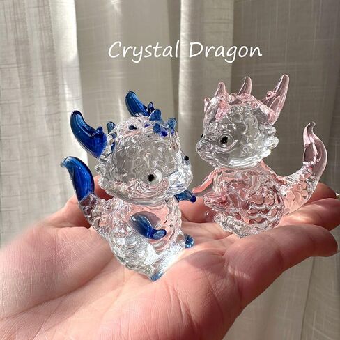 تمثال تنين Crystal Dragon المقتنيات الزجاجية للحيوانات الثقبة للوزن Dragon Decor Decord Decords Decorations Christmas Townible التماثيل القابلة للتجمع الهدايا البلورية الزجاجية (الوردي) in Kuwait
