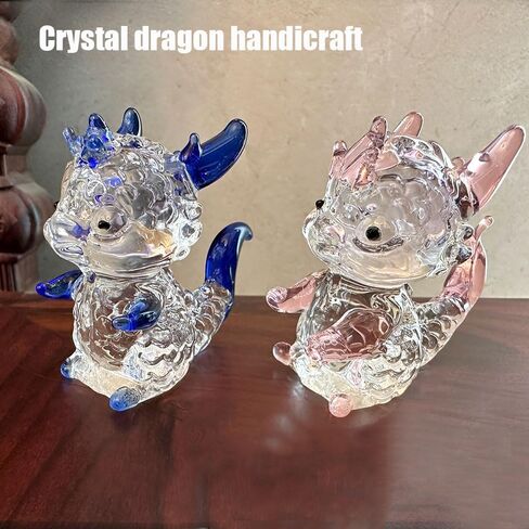 Crystal Dragon Figurine Collectibles Glass Animal Paperweight Dragon Decor Statue Office Table Desk Decorations Christmas Collectible Figurines Mini Crystal Gifts Glass Animals (Pink) in Saudi Arabia