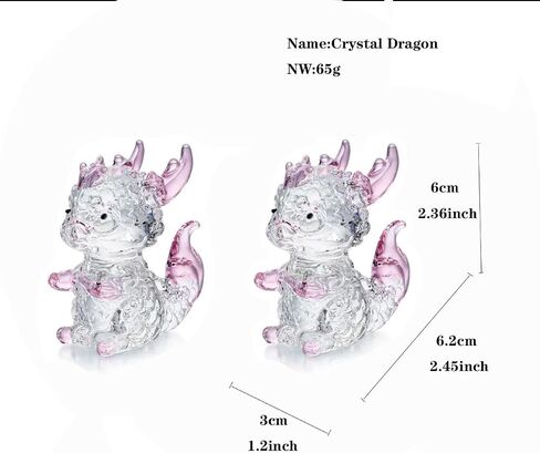 Crystal Dragon Figurine Collectibles Glass Animal Paperweight Dragon Decor Statue Office Table Desk Decorations Christmas Collectible Figurines Mini Crystal Gifts Glass Animals (Pink) in Saudi Arabia