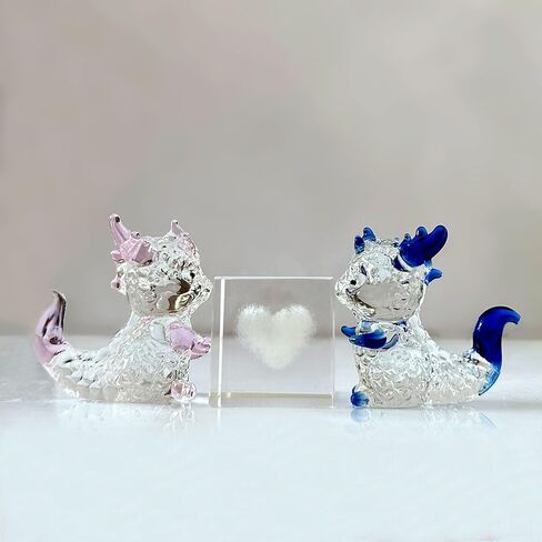 تمثال تنين Crystal Dragon المقتنيات الزجاجية للحيوانات الثقبة للوزن Dragon Decor Decord Decords Decorations Christmas Townible التماثيل القابلة للتجمع الهدايا البلورية الزجاجية (الوردي) in Kuwait