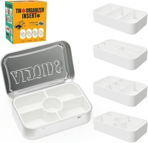 إدراج منظم القصدير من 4 عبوات متوافق مع علب Altoids 1.76oz النعناع-المقسمات المثالية للضروريات الشخصية ، وتخزين سفر حبوب منع الحمل ، أو المجوهرات ، أو الإمدادات الفنية ، أو معدات الصيد (الأزرق) in Kuwait