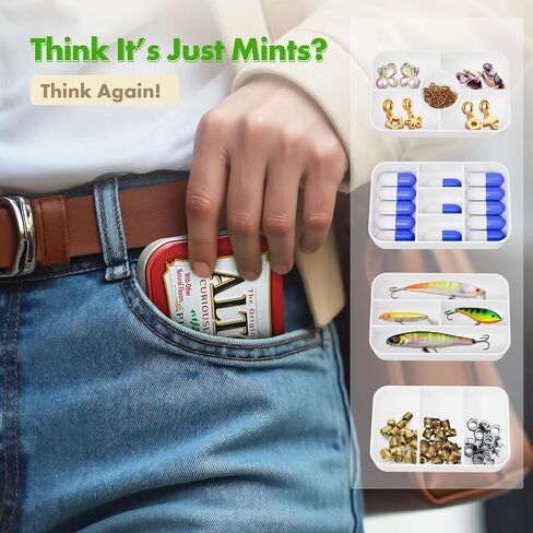 إدراج منظم القصدير من 4 عبوات متوافق مع علب Altoids 1.76oz النعناع-المقسمات المثالية للضروريات الشخصية ، وتخزين سفر حبوب منع الحمل ، أو المجوهرات ، أو الإمدادات الفنية ، أو معدات الصيد (الأزرق) in Kuwait