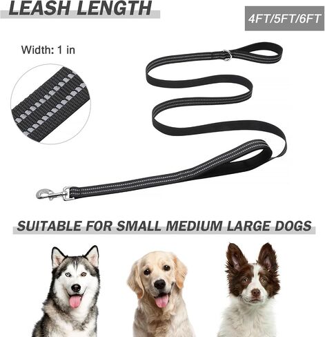 Hikiko Double Handle Traffic Dog Leash Reflective Training Walking Lead for Medium and Large Dogs (Lavender,6FT) in Kuwait