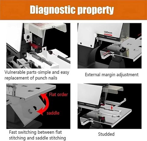 Stapler Stapler Electric ، موثق SAD-LDER التلقائي ، A3 Stitch Sad-Lood Stapler ، آلة ربط أوتوماتيكية 9 سرعات ، حماية المربى ، آلة ربط الكتب لما يصل إلى 40 ورقة (واحدة) in Kuwait