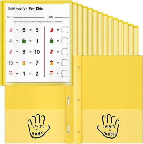 Henoyso 24 Pcs 2 Pocket Take Home Folders Parent-Teacher Communication Plastic Homework Folder with 3 Clear Pockets and 3 Prongs for School Office, 11.8 x 9.45 Inch(Red) in Saudi Arabia